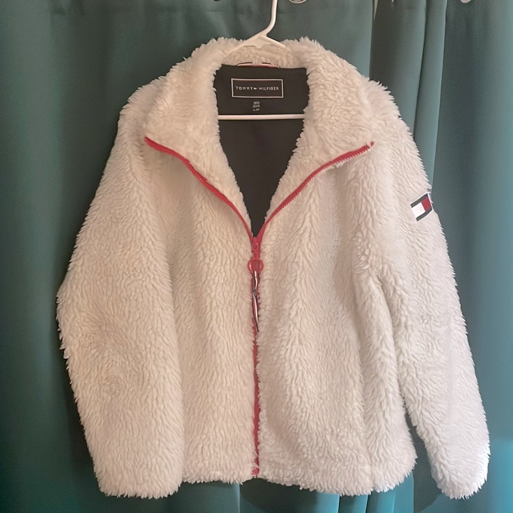 Tommy Hilfiger White Teddy Bear Sherpa Jacket